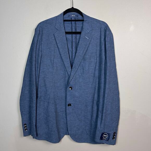 1901 blazer men's Large Linen Blue NEW unstructured unlined extra slim fit - Picture 1 of 8